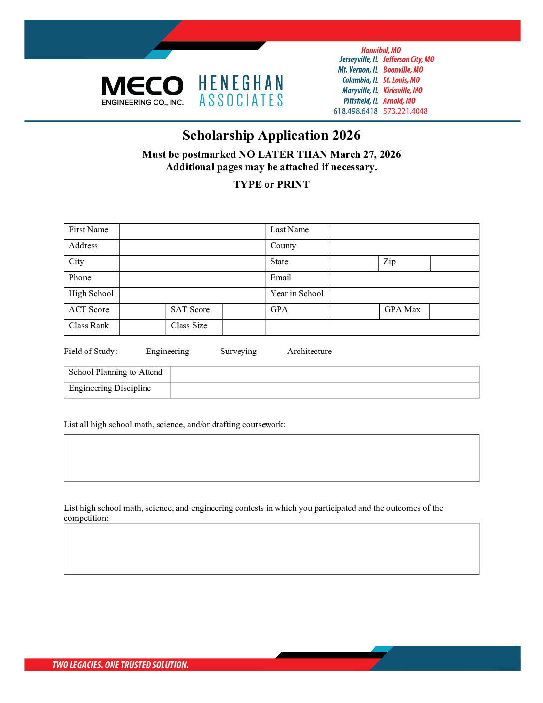 2026 Scholarship Application