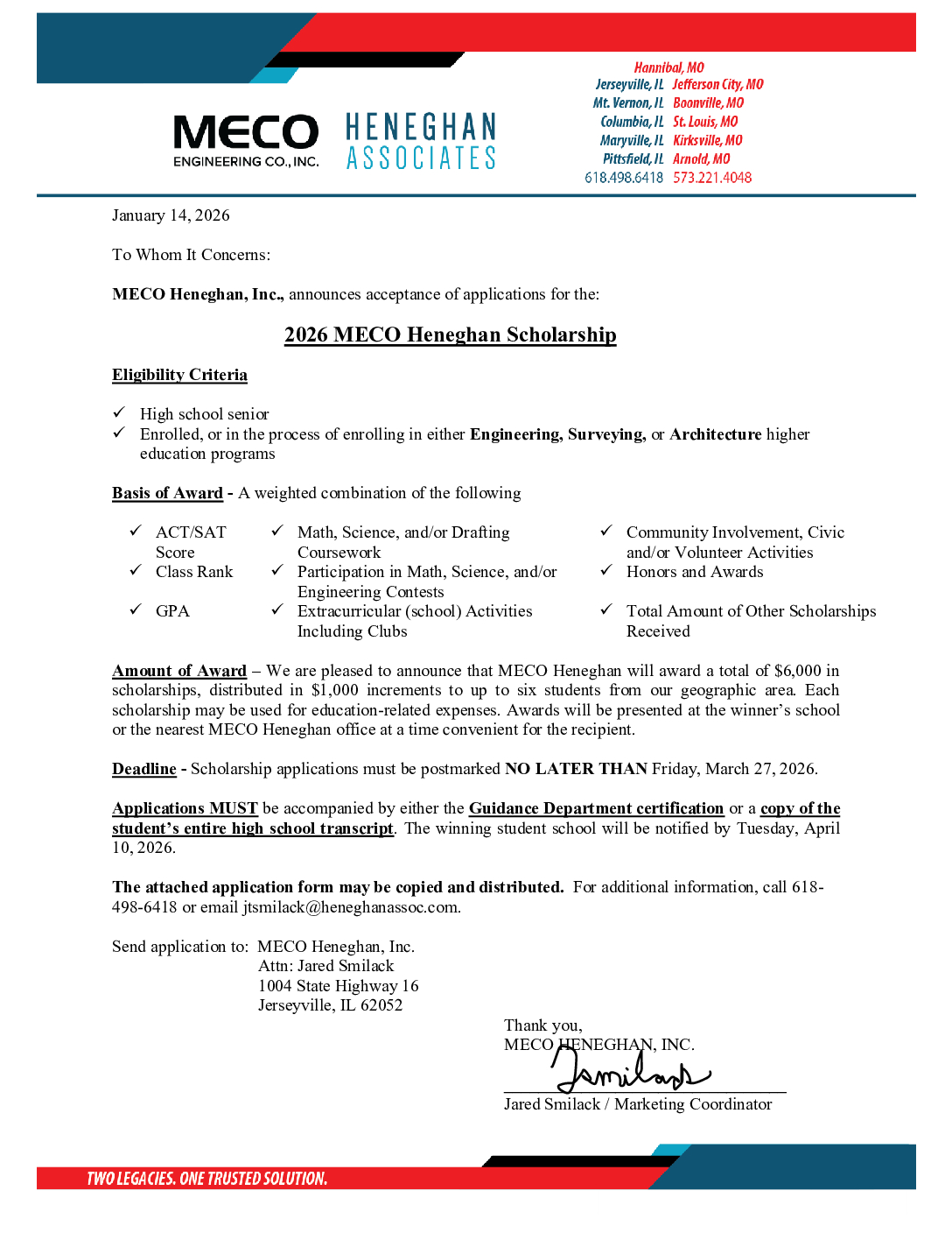 2026 Scholarship Letter